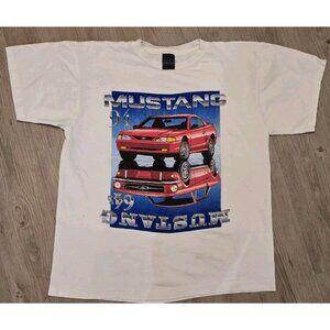 Vintage Red 94'/64' Ford Mustang Single Stitch T Shirt‎ Made In USA Size L 90's